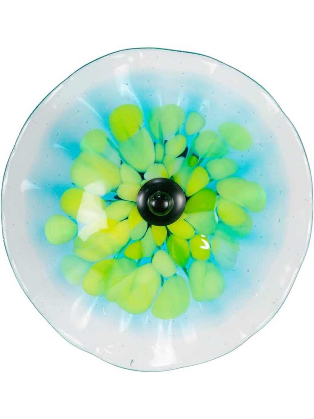 Hand Blown Flower Art Glass Wall Decor - Multi-Color Floral Design, 8" Diameter